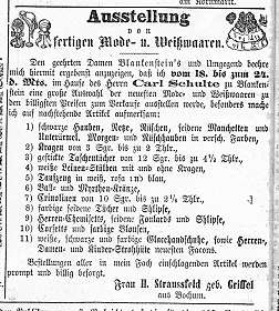 Modeaussstellung - Märkische Blätter 10.03.1866